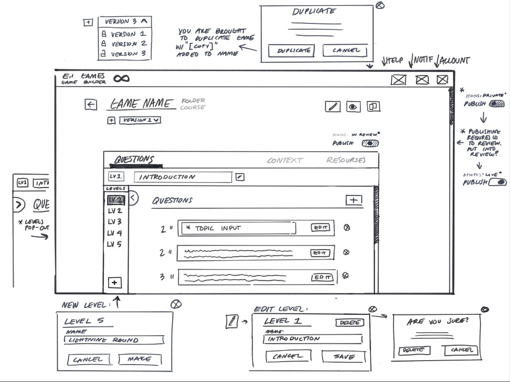 Grayscale level editor with content list