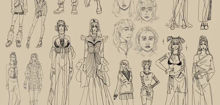 Fashion design sketches.
