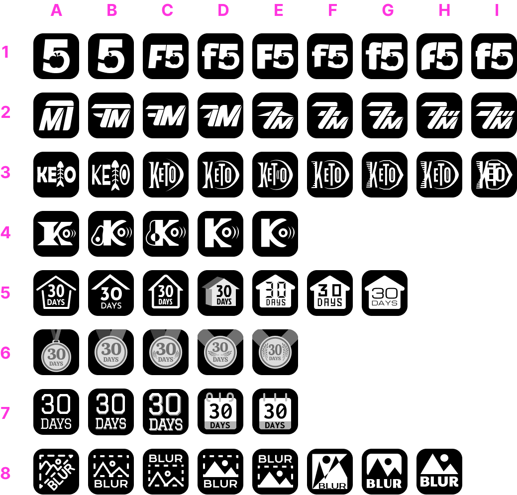 Black and White Mobile App Logos Collection